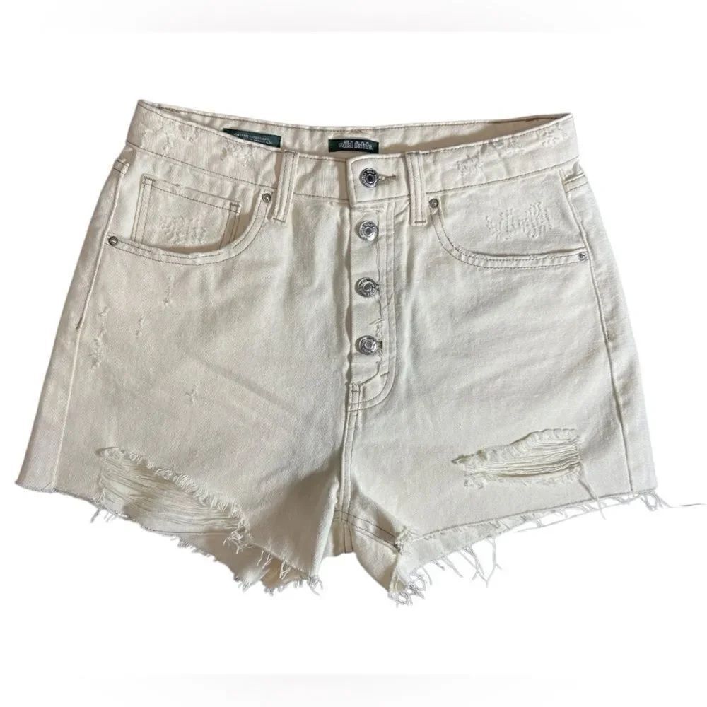 Wild fable high rise cut off jean shorts cream size 6